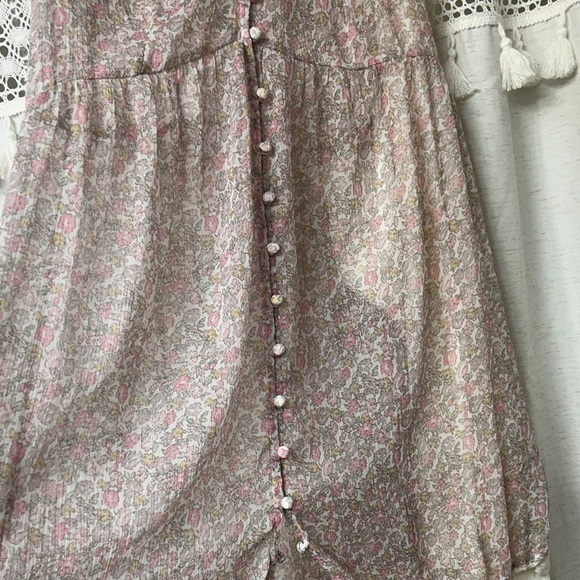 Sleeveless Pink Floral Mini Dress with Button Front - Picture 7 of 7